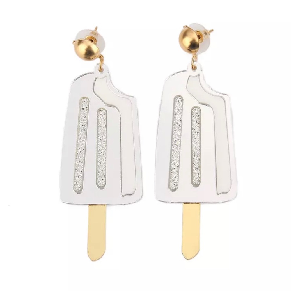 NWT Silver Popsicle acrylic earrings - Picture 1 of 2